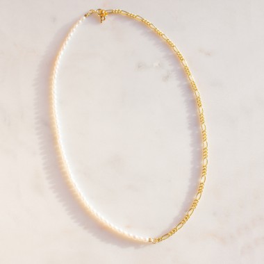 Best Of Both Worlds Necklace | Halb und Halb Süßwassperlen Halskette mit Gold Vermeil | Paeoni Colors