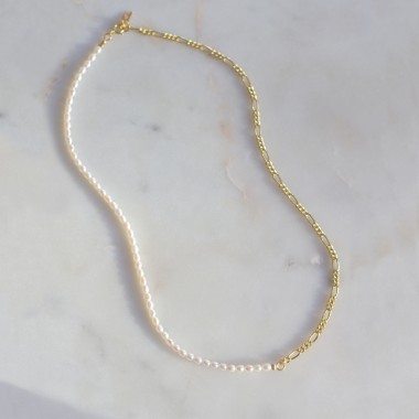 Best Of Both Worlds Necklace | Halskette aus Süßwasserperlen & Gold Vermeil | Paeoni Colors