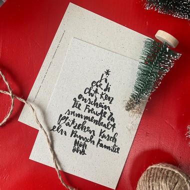 Postkarte "Weihnachtsbaum" Weihnachtskarte - Brush Lettering
