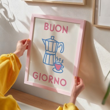 vonSUSI Fine Art Poster "Buon Giorno - Espresso" in pastell A4-A1