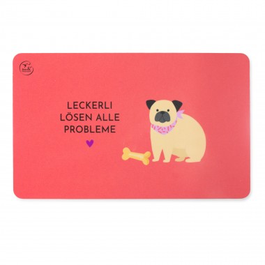 Bow & Hummingbird Frühstücksbrettchen Melamin Hund „Leckerli lösen alle Probleme“ 23,5 × 14,5 cm