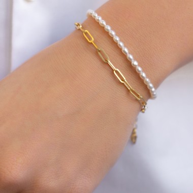 Klassisches Süßwasserperlen Armband mit Gold Vermeil | Paeoni Colors