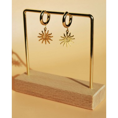 Goldene Creolen mit Sonnenanhänger | 24k vergoldet | Santoclay