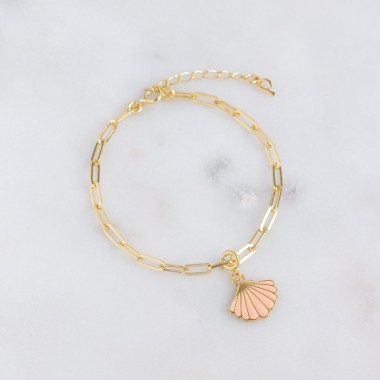 Seashell Link Chain Bracelet | Armband aus Gold Vermeil mit Muschel | Paeoni Colors
