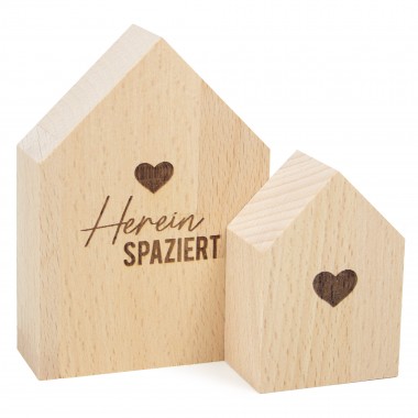 2er Set Deko-Holzhäuschen Hereinspaziert