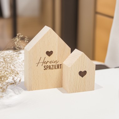 2er Set Deko-Holzhäuschen Hereinspaziert