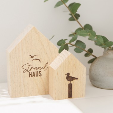 2er Set Deko-Holzhäuschen Strandhaus