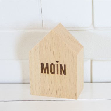 3er Set kleine Deko-Holzhäuschen Moin-Anker-Herz