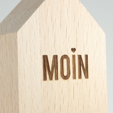 3er Set kleine Deko-Holzhäuschen Moin-Anker-Herz