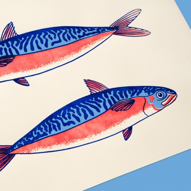 Ach du doppelte Makrele! - Dreifarbiger Siebdruck mit Fisch Motiv