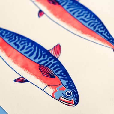 Ach du doppelte Makrele! - Dreifarbiger Siebdruck mit Fisch Motiv
