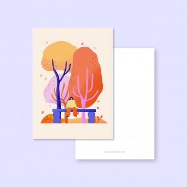 Herbstbank / Postkarte A6 / Svea Hansohn Illustration