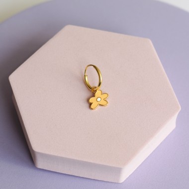 Flower Single Hoop | Ohrring aus Gold Vermeil mit Blume | Paeoni Colors