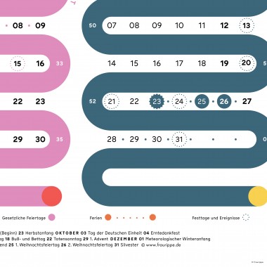 Grafische Jahres-Übersicht 2026 / mit Feiertagen und Ferien deiner Stadt / A3 Naturpapier