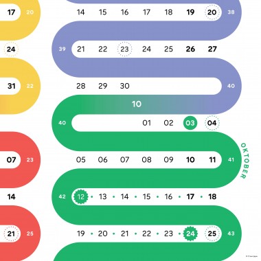 Grafische Jahres-Übersicht 2026 / mit Feiertagen und Ferien deiner Stadt / A3 Naturpapier