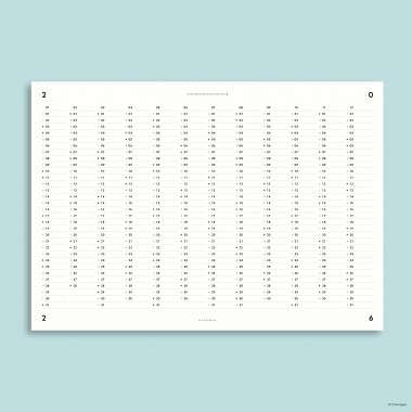 Jahres-Übersicht Nr. 01 2026 (+2025 gratis) / A2 Jahresplaner / doppelseitig / mit & ohne Feiertage / fraurippe