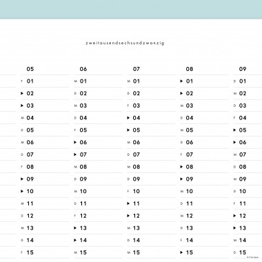 Jahres-Übersicht Nr. 01 2026 (+2025 gratis) / A2 Jahresplaner / doppelseitig / mit & ohne Feiertage / fraurippe