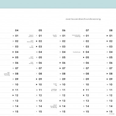 Jahres-Übersicht Nr. 01 2026 (+2025 gratis) / A2 Jahresplaner / doppelseitig / mit & ohne Feiertage / fraurippe