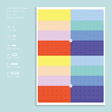 Jahresübersicht inkl. Aufklebern, beidseitig bedruckt, A2 / Wandkalender mit Stickern / fraurippe