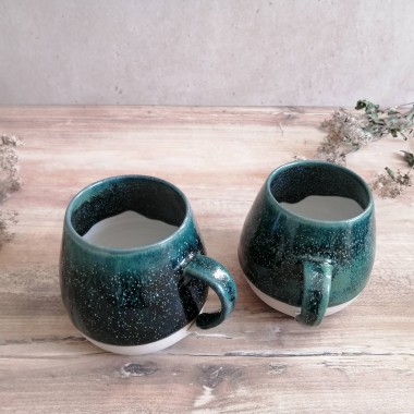 getöpferte Tasse - Jumbotasse "ISA" magic green | Töpferei am Wald