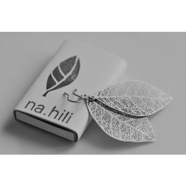 na.hili OHRRINGE zarte Blätter - "oval leafs" Weißgold oder 925 Silber 