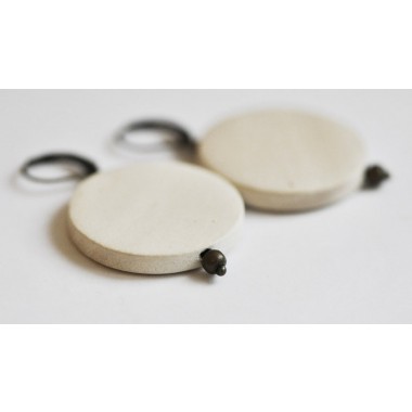 nahili OHRRINGE "wood dark&bright" Holz Scheiben mit Bronze Klapp-Brisuren