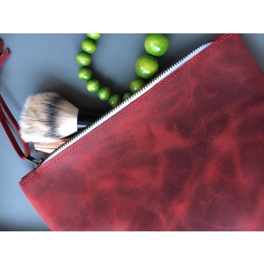 BSaite / Echtleder Kosmetik Tasche / Leather cosmetic bag / Etui aus rotem Leder