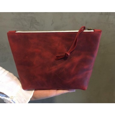 BSaite / Echtleder Kosmetik Tasche / Leather cosmetic bag / Etui aus rotem Leder