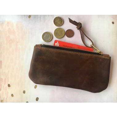 BSaite / Kleines Leder Portemonnaie / kleine Leder Clutch / kleine Leder Geldbörse / Reißverschluss Tasche