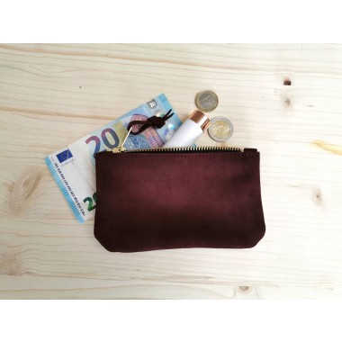 BSaite / Kleines Leder Portemonnaie / kleine Leder Clutch / red berry Ledergeldbörse