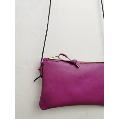 Minitasche echt Leder Fuchsia // Smartphonetasche // Handtasche // Tasche zum Reisen // Ledertasche Pink // Minibag