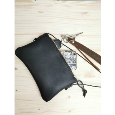 Minitasche // echt Leder schwarz // Smartphonetasche // Handtasche // Tasche zum Reisen // Ledertasche schwarz // Minibag