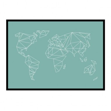 6 Farben - A3/A2/50x70 POSTER nahili Geometrical World Artprint Weltkarte