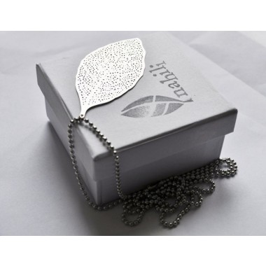 nahili KETTE "LEAF" lang & mit silbernem langen Blatt Weißgold oder Kügelchenkette