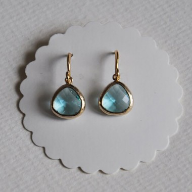 na.hili OHRRINGE teardrop UNIKAT Wassertropfen Wasser blau *Gelbgold* 14 Karat nickelfrei