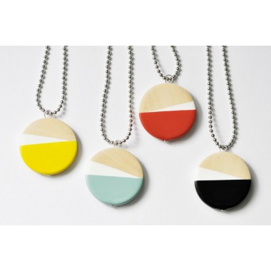 nahili KETTE "color dipping" Weißgold Holz Anhänger - Farbe nach Wahl