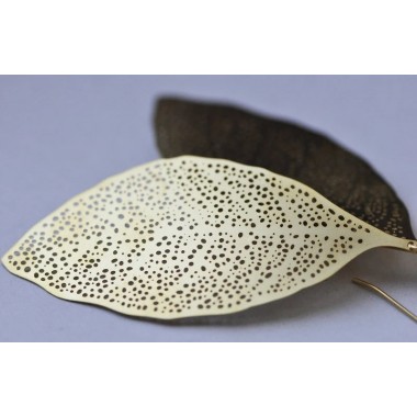 LETZTE na.hili OHRSCHMUCK "large leafs" zarte Blätter - Gelbgold oder Weißgold (silbern) Ohrschmuck
