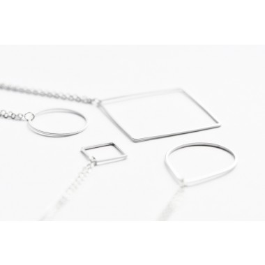 nahili KETTE "Shapes" minimal Anhänger - Weißgold plattiert silber