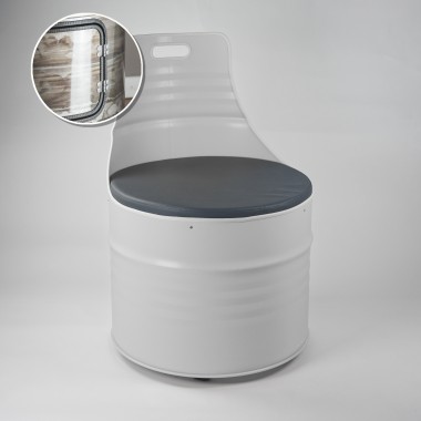 Lockengelöt - Sessel aus einem Ölfass