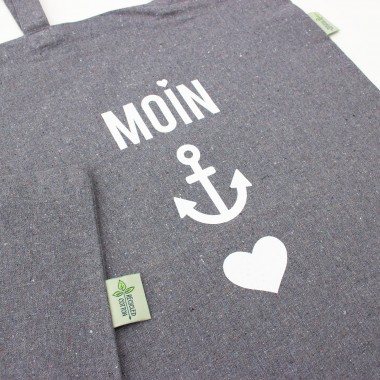 Baumwollbeutel "Moin-Anker-Herz" aus recycelter Baumwolle