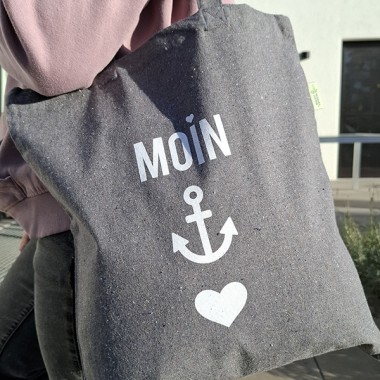 Bow & Hummingbird Baumwollbeutel "Moin-Anker-Herz" aus recycelter Baumwolle