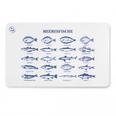 Bow & Hummingbird Frühstücksbrettchen Melamin Fische „Meeresfische“ maritim 23,5 × 14,5 cm