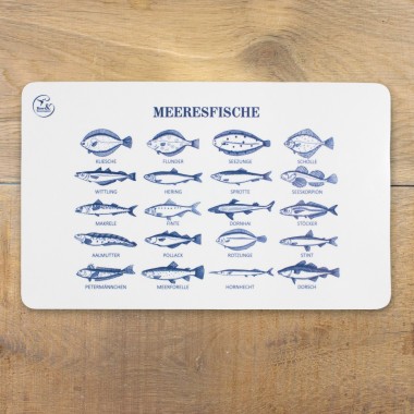 Bow & Hummingbird Frühstücksbrettchen Melamin Fische „Meeresfische“ maritim 23,5 × 14,5 cm
