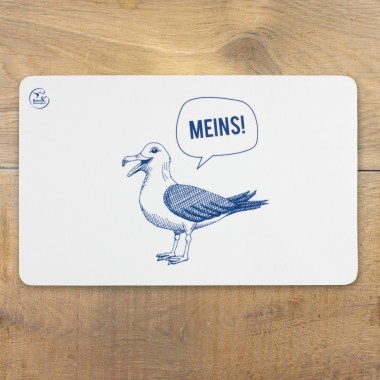 Bow & Hummingbird Frühstücksbrettchen Melamin Möwe mit Spruch „Meins!“ 23,5 × 14,5 cm