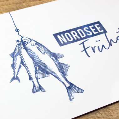 Bow & Hummingbird Frühstücksbrettchen Melamin Fische „Nordsee-Frühstück“ maritim 23,5 × 14,5 cm