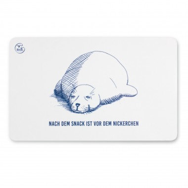 Bow & Hummingbird Frühstücksbrettchen Melamin Seehund mit Spruch „Nach dem Snack ist vor dem Nickerchen“