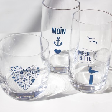 Kristallglas, Longdrinkglas "Moin-Anker-Herz" made in EU