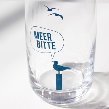 Kristallglas, Longdrinkglas "Meer Bitte Möwe" made in EU