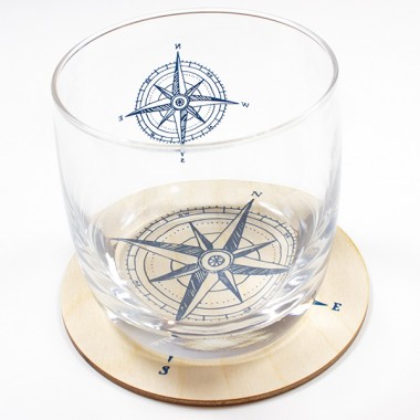 Bow & Hummingbird Kristallglas Kompass