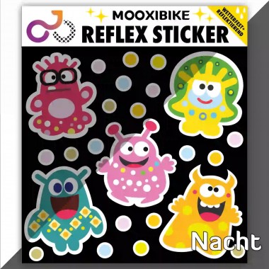 Fahrrad Aufkleber Happy Monster & Punkte – Reflektierende Sticker